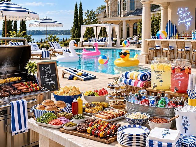 Poolside buffet service