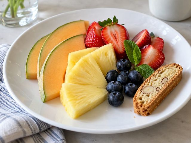 Fresh fruit plate with biscotti